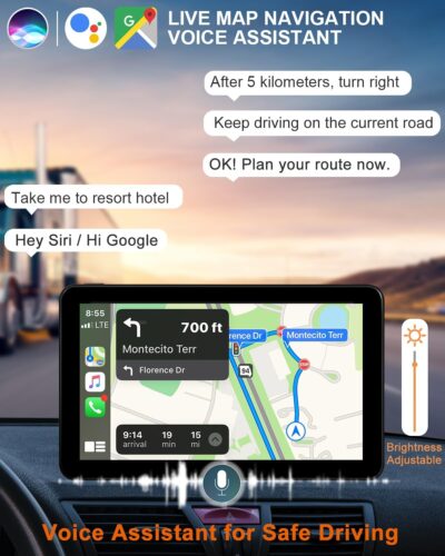 Wireless CarPlay Screen Android Auto for Car, 7" Touch Screen Naivgation Portable Car Stereo CarPlay Bluetooth Mirror Link, Siri, AirPlay, AUX, Voice Assistant for All Vehicles Upgrade - Image 3
