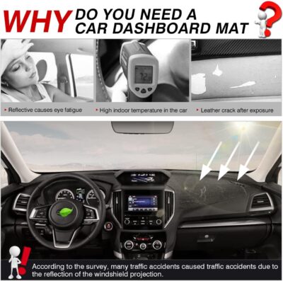 Autorder Dashboard Cover Mat for Subaru Forester 2019-2024 Accessories Dash Cover Flannel Dash Mat Sunshade Glare UV Rays Protector - Image 2