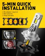 AUXITO UpgradedH7 LED Bulbs, 350% Brighter, 6500K White, 1:1 Mini Size, No Adapter Required, Non-Polarity, All-in-One H7ll Fog Light Bulb, Plug and Play, Pack of 2 - Image 3