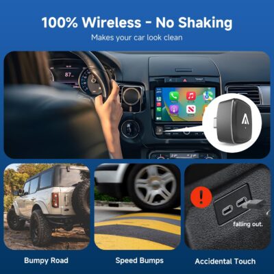 D7 2-in-1 Wireless CarPlay & Android Auto Mini Adapter, Alloy Shell, Compatible with 2016+ Factory-installed Wired CarPlay/Android Auto Vehicle, Plug & Play Car Play Dongle for iPhone & AndroidPhone - Image 5