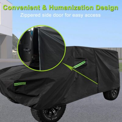 Waterproof Cover for Jeep Wrangler JK JL CJ YJ TJ 4 Door 1987-2026 Outdoor Sun Rain Wind Snow Protection Dustproof Covers with Driver Door Zipper Black - Image 2