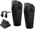 Ginsco Car Trash Can Cup Holder, 2 Pack Mini Trash Can with Lid, Car Accessories for Interior, Leakproof Small Trash Cup for Home with Additional 2 ABS Hooks and 90pcs Trash Bags Black