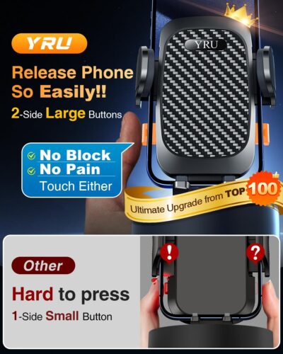 YRU True Military-Grade [360° Rotation Suction] 2026 Ultimate Car Phone Holder Mount 【90+LBS Safest Strongest & Patent Certs】 Dash Windshield Vent for iPhone 17 16 Pro Max Samsung Camera,Gloss Black - Image 7