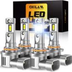 OXILAM 9005 9006 LED Bulb Combo HB-3 HB-4 Bulbs, 70000LM 120W, Ultra-Bright, 5 Min Quick Install, 70000H Lifespan, No Flicker, 99% Compatibility