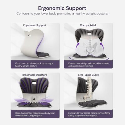 CabSupport Ergonomic Lumbar Support Seat Cushion M1 Plus - Posture Correction Spineseat for Office Chair, Car, Home with Breathable Memory Foam - Image 3