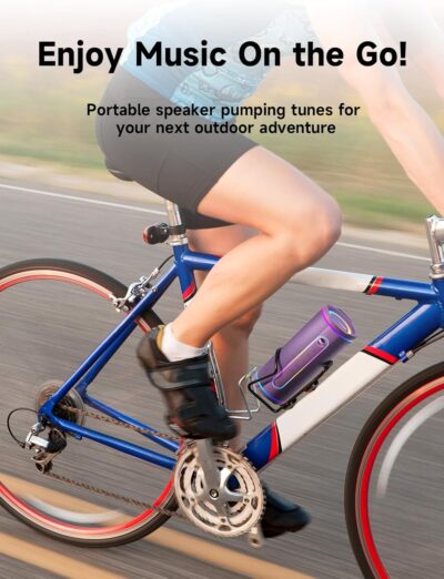 MLOVE E80 Speakers Bluetooth Wireless, Portable Bluetooth Speaker with Aux Input, Micro SD Card Slot, Bass Boost, Dual Pairing, Lights, IPX7 Waterproof, BT5.4 for Outdoor, Travel, Car, TV, 30W, Purple - Image 3