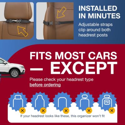 Car Backseat Organizer with Tablet Holder (2-pack) - Updated 2025 Oxford 600D Car Storage Organizer, Foldable Car Tray Kids, Road Trip Essentials, Back Seat Protector Kick Mats, Travel Accessories - Image 6