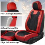 Coverado Car Seat Cover, Front Seat Cover, 2PCS Car Seat Protector, Seat Covers for Cars, Breathable Faux Leather Car Seat Cushion, Car Seat Protector, Red Car Seat Covers Winter Fit for Most Vehicles - Image 2