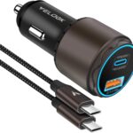 VELOGK Super Fast Type C Car Charger [73W Turbo], Fast Adaptive 55W 45W PPS/PD&QC3.0 USB C Car Adapter[Super Fast Charging 2.0]for Samsung S26 Ultra/S25 Ultra/S24 Ultra/S23 Ultra/S22+,iPad Pro,Macbook