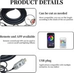 Car Dashboard LED Interior Strip Light,55''USB Powered Acrylic Neon Flexible Strip Fiber Optic LED Ambent Lighting Kits with Remote APP and Type-C Adapter(1 in 1) - Image 5