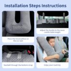 Travel Pillow for Kids & Adults, Car Pillow for Back Seat, Sleeping Support Cushion for Long Road Trips, Toddler Carseat Pillow with Removable & Washable Cover, Grey - Image 6