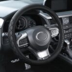 JUSTTOP Car Steering Wheel Cover,14.5"-15" Leather Steering Wheel Cover,Diamond Checkered Design Wheel Protector for Men Women,Anti-Slip Car Accessories,Fits Most Vehicles (Black)