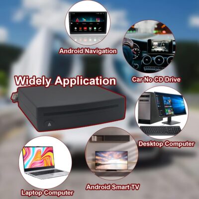 External USB Car Universal CD Player,Vehicle CD Player for Car via USB Radio Connection Portable CD Player for Car Android Navigation with USB Port-Plug and Play - Image 3