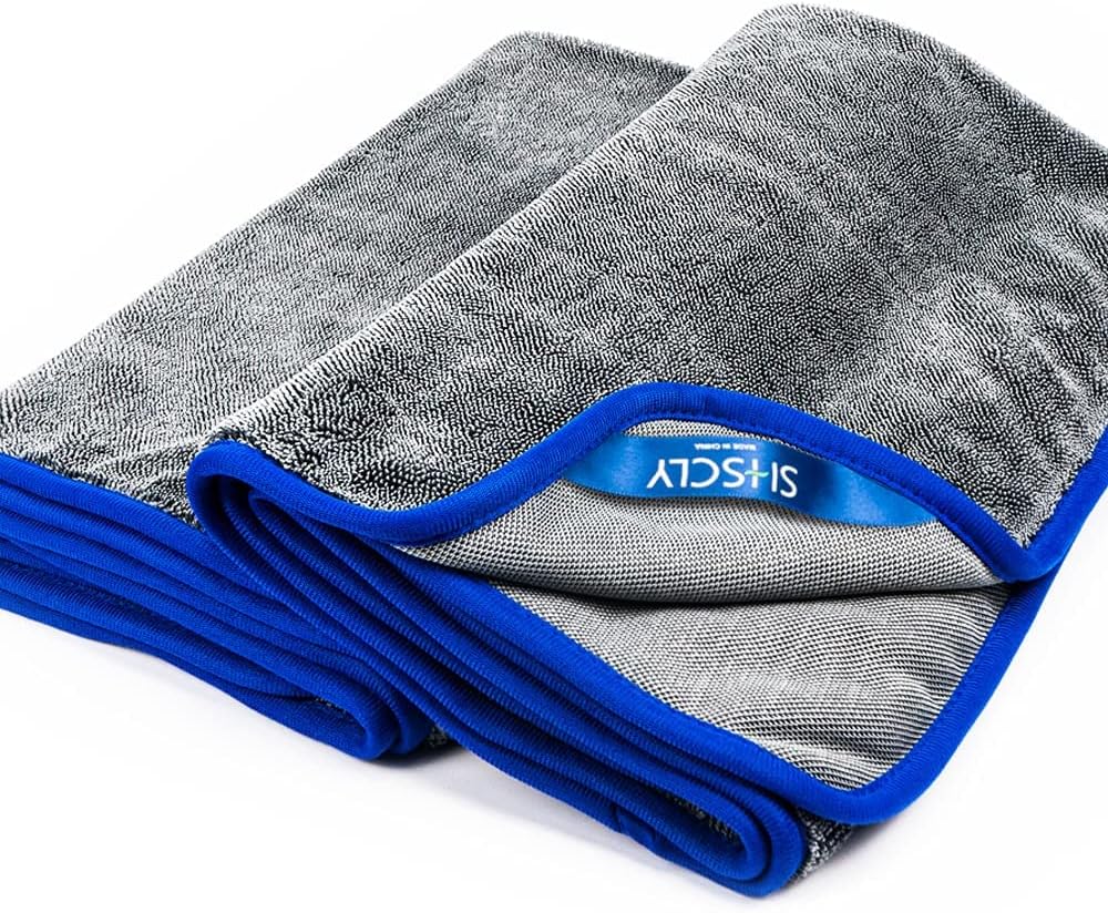 714T3YdazsL._AC_SL1000_.jpg SHSCLY Professional Car Drying Towel – 2-Pack XL Microfiber Towels for Cars, Trucks & SUVs, No Drag, Paint-Safe, Controlled Streak-Free Drying, Lightweight Feel When Wet, Soft & Absorbent, 29" × 33" - Image 1