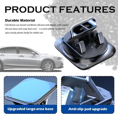 Car Dashboard Phone Holder 360° Rotatable,Portable Anti-Slip Car Phone Holder Horizontal & Vertical Place,Strong Self-Adhesive Dashboard Cell Phones Holders Cars Accessories - Image 3