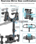 Car Rearview Mirror Phone Holder [360°Rotatable & Retractable] Rear View Mirror Phone Mount Clip, Phone Holders for Your Car Accessories, for iPhone Air 17 Pro Max 16 15 14 13 12, S25, All Smartphones - Image 5