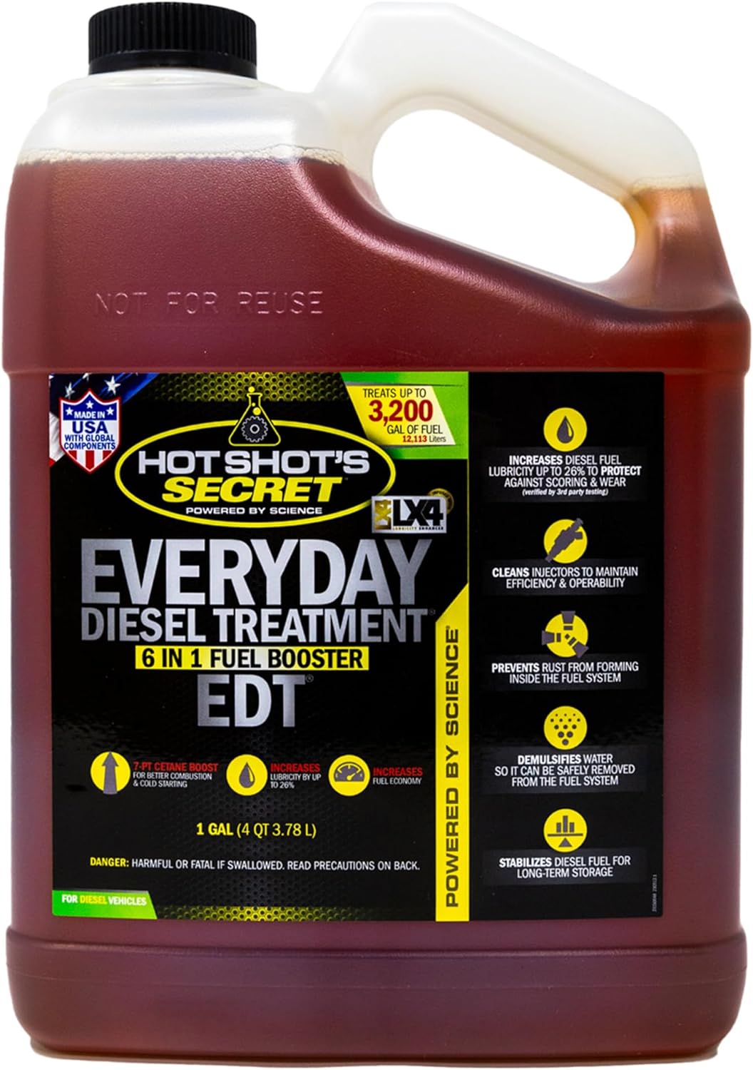 714cv8ZN-4L._AC_SL1500_.jpg Hot Shot’s Secret Everyday Diesel Treatment EDT 1 Gallon – Treats 3200 Gallons – 6-in-1 Diesel Fuel Additive, Injector and Fuel System Cleaner, Boosts Cetane - Image 1