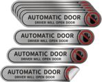 8 Pieces Automatic Door Driver Will Open Door Stickers for Cars, Brushed Silver,5inx1in