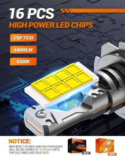 SEALIGHT H7 Fog light, 1:1 Real Size, 800% 44,000LM Super Bright 6500K Cool White LED Light Bulbs, Plug and Play, Pack of 2 - Image 7