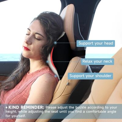 Make Comforting Car Headrest Pillow, Car Pillow for Driving with Adjustable Strap, 100% Memory Foam Neck Cushion, Breathable Removable Cover & Ergonomic Design - Car Neck Pillow(Moonlight-Silver, 1PC) - Image 5