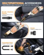 BQYPOWER Handheld Vacuum Cordless, 16000PA Strong Suction Hand Held Vacuum Cordless Rechargeable with Multiple Accessories, Portable Car Vacuum Cleaner High Power for Car Home Office - Image 3