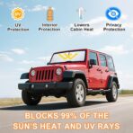 Windshield Sun Shade for Jeep Wrangler JK 2007-2018, Foldable Heat Shield with UV Protection, Custom Fit for 2/4 Door Models, Car Window Visor Accessories - Image 3