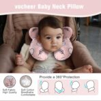 vocheer Baby Travel Pillow(Upgraded), Head and Neck Support Pillow for Pushchair, Car Seat,Stroller, Bouncer, Cotton (White Bear) - Image 3