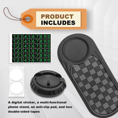 Universal Multifunction Anti-Slip Car Dashboard Mat, Rotatable Car Phone Holder Dashboard Pad with Temporary Parking Number Non-Sticky Mat for Phones Sunglasses Keys Gadgets - Image 7