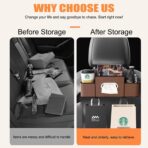 UKM 3-in-1 Back Seat Car Organizer, Car Backseat Storage Box with Cup Holder, Tissue Box&Hooks, Multifunctional Waterproof Storage for Hold Phones Drinks Handbags (Black) - Image 4