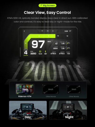 R7M 7" Wireless Motorcycle CarPlay & Android Auto for BMW Motorcycles - Native Wonder Wheel & Action Camera Control (GoPro/Insta360)| TPMS/RPM| OTA Updates|1200-Nit IP69K GPS | Nav Prep 5/6 - Image 5