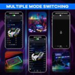 Car LED Lights for Floor Mats, Interior Car LED Strip Lights with App Control, Luminous Ambient Neon Lighting Kits, Universal Automotive Floor Mats (Rhombic - USB, 4) - Image 4