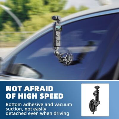 BRDRC Pocket 3 Suction Cup Mount, For Xtra Muse Car Windshield Window Dash Holder Kit with Expansion Adapter for Insta360 X4 X5 Go 3S for GoPro Max Mini Hero Pocket 3 2 Action 6 5 Pro Nano Accessories - Image 3