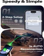 Wireless CarPlay Adapter for iPhone, 1-Click Switch for 2 Phones, Plug & Play, No Delay, Converts Wired to Wireless Car Play Dongle, Fast Stable for Cars 2016+ with Apple CarPlay & Android Auto Grey - Image 5