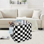 LANGYASHAN Square Storage Baskets Waterproof Canvas Children Laundry Nursery Hamper for Shelves Gift Baskets Toy Organizer Room Decor (Square Racing flag) - Image 7