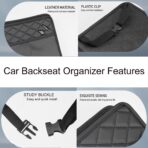 LXUNYI Car Seat Organizer,2 Pack Waterproof Pu Leather Backseat Car Organizer and Storage Bag Foldable Universal Hanging Car Seat Back Organizers for Kids & Adults Car Travel Accessories（Black） - Image 5