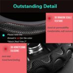 PINCTROT Steering Wheel Cover Great Grip with 3D Honeycomb Anti-Slip Design, Universal 14.5-15 Inch (Black/Red Stitch) - Image 3