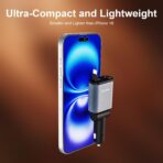 Flexino 【Ultra-Slim】 Retractable Car Charger for iPhone 17, Fast Charging Car Chargers, USB C Car Charger, Cigarette Lighter Adapter for iPhone 17/16/15/14/13/12 Series, Galaxy, Dark Gray, 1 Pack - Image 5