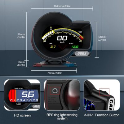 obd2 Gauges Display Car HUD Head Up Display F8 Plus,OBD+GPS Gauge, Digital Speedometer for Car with Water Temperature, Voltage, Fuel Consumption, RPM,obd2 Gauge Speedometer Suitable for All Car - Image 6