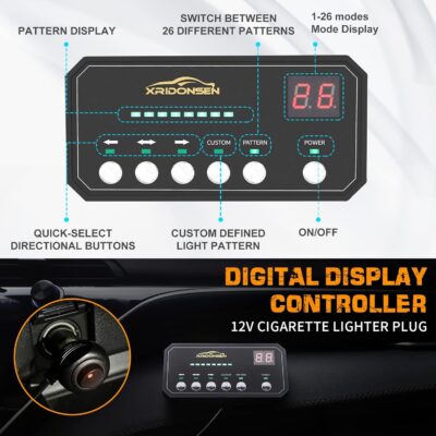 XRIDONSEN 35 inch Traffic Advisor Light Bar 144 LED Amber White Emergency Warning Flashing Safety Interior Windshield strobe lights w/Directional Arrow for Construction Vehicles Snow plow Trucks - Image 4