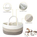 luxury little Diaper Caddy Organizer, Large Cotton Rope Nursery Baby Basket, Changing Table Organizer for Baby Diaper Storage, Portable Car Organizer Removable Divider (Gradient Brown, Extra Large) - Image 4