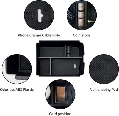 JOJOMARK for VW Atlas and Cross Sport Accessories Center Console Organizer 2018 2019 2020 2021 2022 2023 Insert ABS Armrest Box Secondary Storage (Not fit for 2024) - Image 5