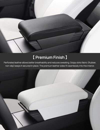TPARTS Leather Armrest Support Cushion for All Tesla Model Y/3/X/S Tesla Armrest Decor Interior Accessories Memory Foam Console Pillow Elbow Rest Cover Pad (White) - Image 6
