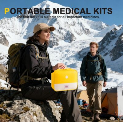 Travel Bag for Women Men Lightweight Large Organizer Travel Bag Storage Medicine Bag Portable Toiletry Essentials Waterproof Carry Case with Handle for Car Home Office School Outdoor Camping, Yellow - Image 9