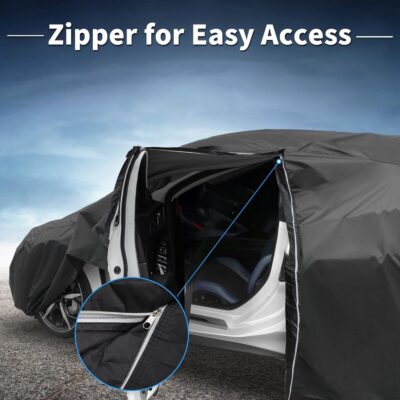 X AUTOHAUX Car Cover for Honda Civic Sedan/Coupe 210D-PU Outdoor Full Car Cover All Weather with Door Zipper for Waterproof Windproof Sun Rain Snow Protection - Image 7