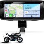 Motorcycle Carplay Screen GPS Navigation System with Wireless Carplay and Android Auto, Portable Car Play for Moto Waterproof 6.86 inch HD Touch Screen with Bluetooth Mirror Link Support TF Type