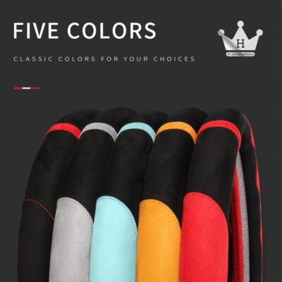 HighnessHwoo Luxury Suede Steering Wheel Cover for Cars, Soft Leather Padded Wheels Cover for Sedan, SUV, Thin Car Handle Cover, Universal Fit, Anti Slip, 14.75-15.15in, Gray - Image 6