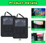 Car Organizer Kick Mats Back Seat Protector, Car Back Seat Organizer with Tablet Holder Pocket for Kids, Travel Accessories with 10 Storage Pockets, 2 Pack - Image 6