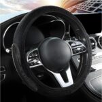 Elastic Stretch Car Steering Wheel Cover, Breathable No Inner Ring Vehicle Steering Wheel Protector, 15 Inch Ice Silk Anti Slip Automotive Accessories, Universal Fit (Black)