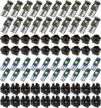 40PCS T5 T10 Car LED Bulbs Dash Lights with Twist Socket - Instrument Cluster Light Car Interior Replacement Bulb for Dashboard Panel Gauge Indicator Lamps Map Dome Lights (White)