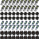 40PCS T5 T10 Car LED Bulbs Dash Lights with Twist Socket - Instrument Cluster Light Car Interior Replacement Bulb for Dashboard Panel Gauge Indicator Lamps Map Dome Lights (White)